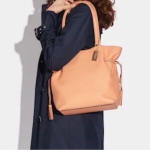 Elegant Peach Leather Tote Bag